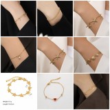 Conjunto de joyas, pulsera nueva de acero de titanio que no se decolora para mujer, versátil, estilo Instagram, joyería femenina a la moda, sensación de alta gama.