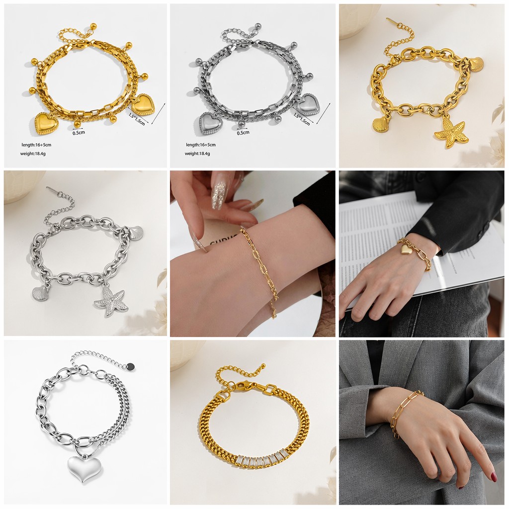 Conjunto de joyas, pulsera nueva de acero de titanio que no se decolora para mujer, versátil, estilo Instagram, joyería femenina a la moda, sensación de alta gama.