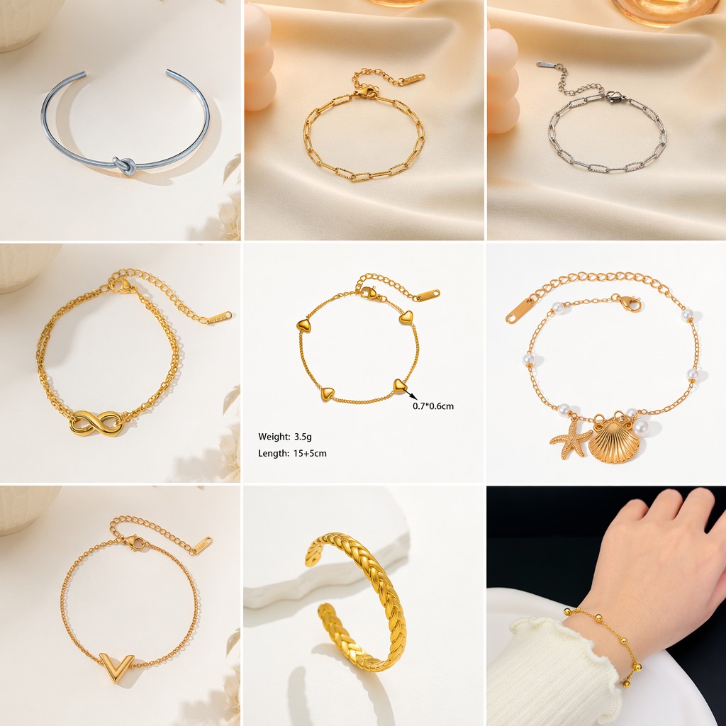 Conjunto de joyas, pulsera nueva de acero de titanio que no se decolora para mujer, versátil, estilo Instagram, joyería femenina a la moda, sensación de alta gama.