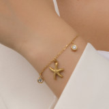Conjunto de joyas, pulsera nueva de acero de titanio que no se decolora para mujer, versátil, estilo Instagram, joyería femenina a la moda, sensación de alta gama.