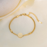 Conjunto de joyas, pulsera nueva de acero de titanio que no se decolora para mujer, versátil, estilo Instagram, joyería femenina a la moda, sensación de alta gama.