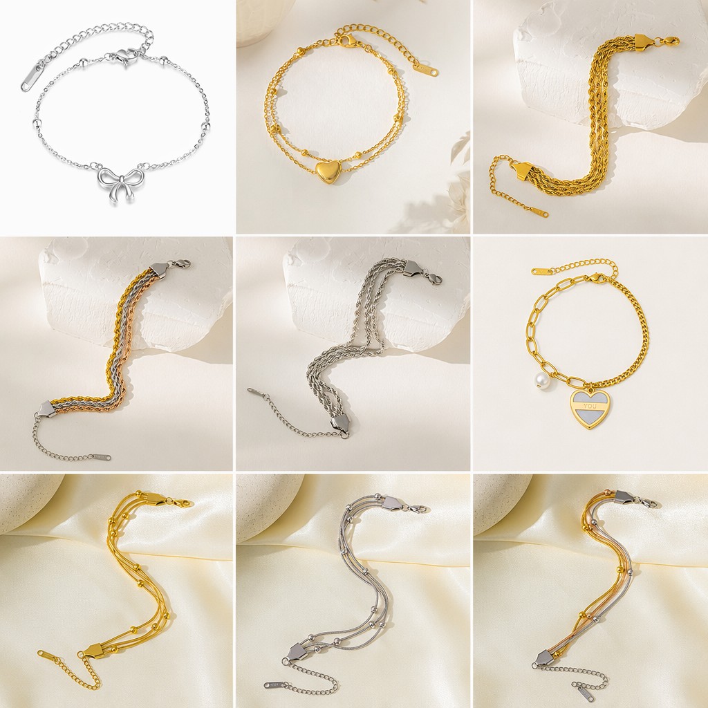 Conjunto de joyas, pulsera nueva de acero de titanio que no se decolora para mujer, versátil, estilo Instagram, joyería femenina a la moda, sensación de alta gama.