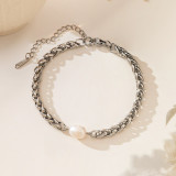 Conjunto de joyas, pulsera nueva de acero de titanio que no se decolora para mujer, versátil, estilo Instagram, joyería femenina a la moda, sensación de alta gama.