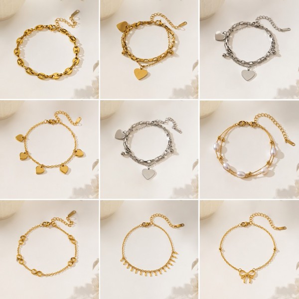 Conjunto de joyas, pulsera nueva de acero de titanio que no se decolora para mujer, versátil, estilo Instagram, joyería femenina a la moda, sensación de alta gama.