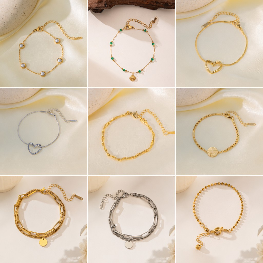 Conjunto de joyas, pulsera nueva de acero de titanio que no se decolora para mujer, versátil, estilo Instagram, joyería femenina a la moda, sensación de alta gama.