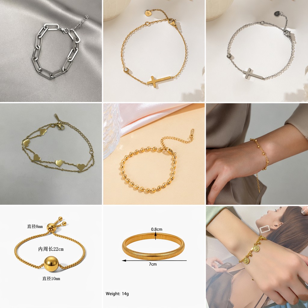 Conjunto de joyas, pulsera nueva de acero de titanio que no se decolora para mujer, versátil, estilo Instagram, joyería femenina a la moda, sensación de alta gama.