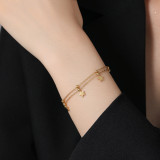 Conjunto de joyas, pulsera nueva de acero de titanio que no se decolora para mujer, versátil, estilo Instagram, joyería femenina a la moda, sensación de alta gama.