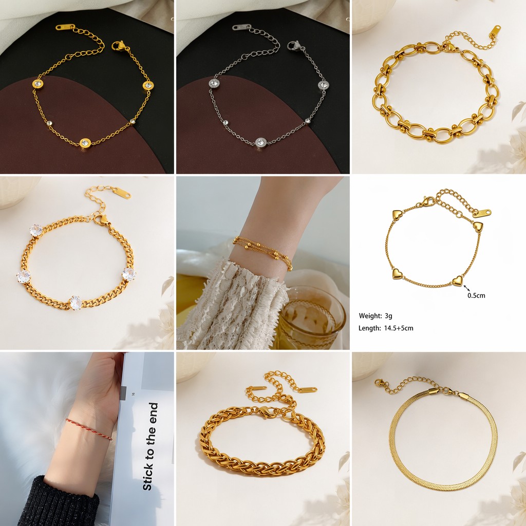 Conjunto de joyas, pulsera nueva de acero de titanio que no se decolora para mujer, versátil, estilo Instagram, joyería femenina a la moda, sensación de alta gama.