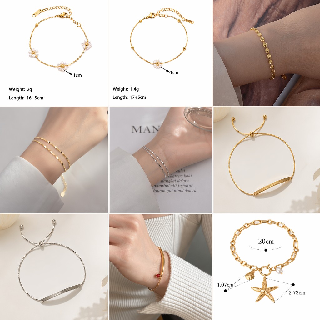 Conjunto de joyas, pulsera nueva de acero de titanio que no se decolora para mujer, versátil, estilo Instagram, joyería femenina a la moda, sensación de alta gama.