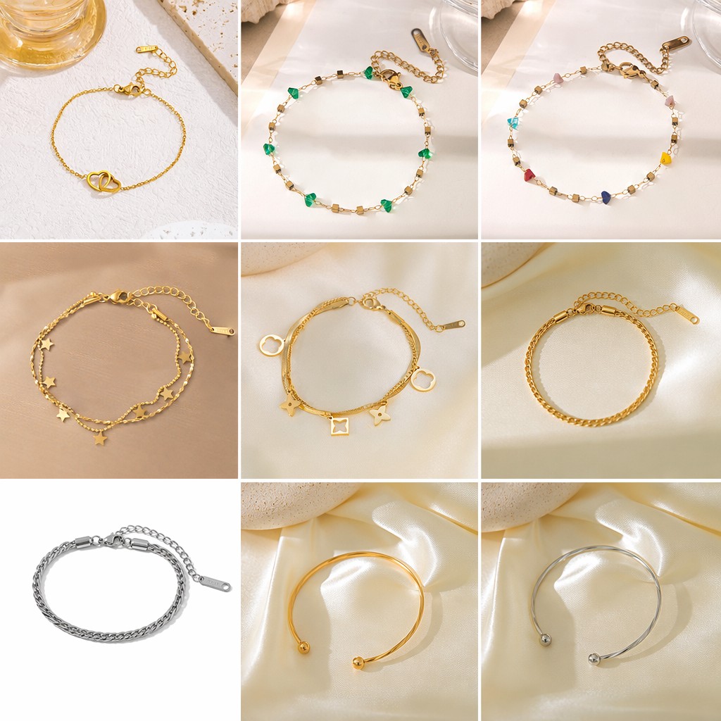 Conjunto de joyas, pulsera nueva de acero de titanio que no se decolora para mujer, versátil, estilo Instagram, joyería femenina a la moda, sensación de alta gama.