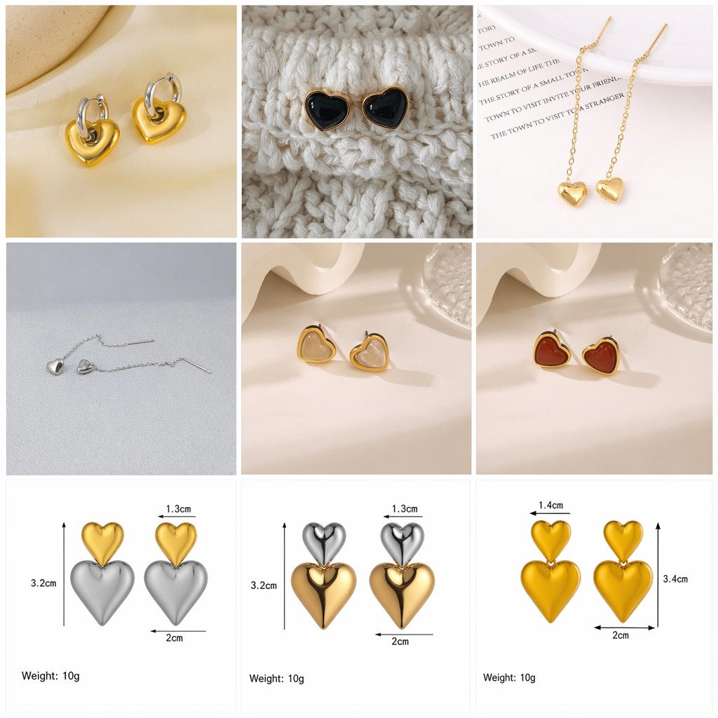 Juego de pendientes y aretes de lujo, accesorios versátiles, pendientes de titanio de corazón y perla, joyería geométrica.