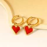 Juego de pendientes y aretes de lujo, accesorios versátiles, pendientes de titanio de corazón y perla, joyería geométrica.