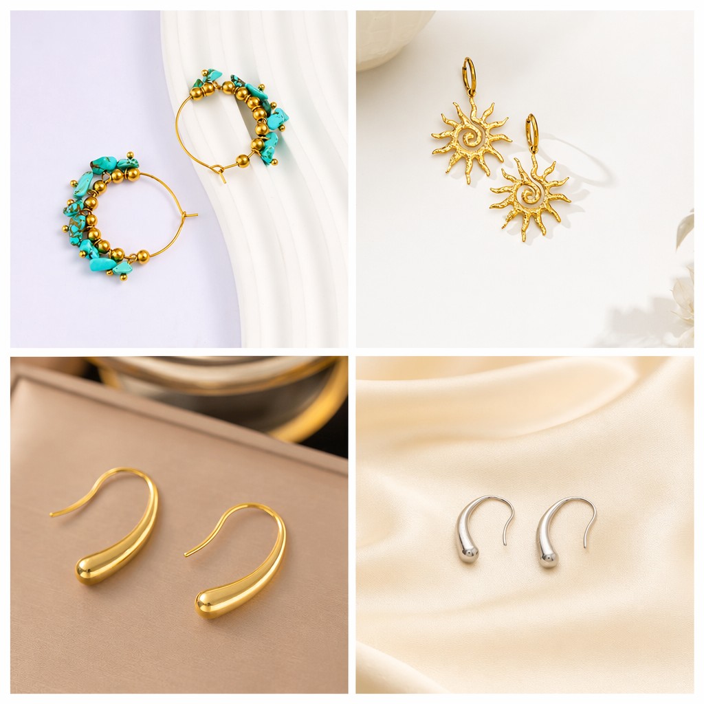 Juego de pendientes y aretes de lujo, accesorios versátiles, pendientes de titanio de corazón y perla, joyería geométrica.