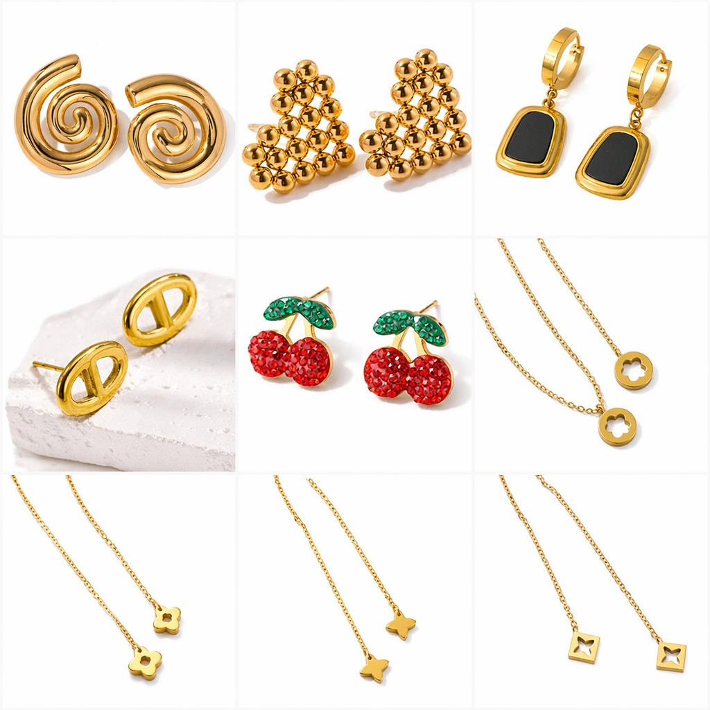 Juego de pendientes y aretes de lujo, accesorios versátiles, pendientes de titanio de corazón y perla, joyería geométrica.