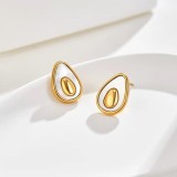 Juego de pendientes y aretes de lujo, accesorios versátiles, pendientes de titanio de corazón y perla, joyería geométrica.