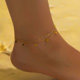 Tobillera de acero de titanio de oro de 18K para mujer, dise?o de nicho de lujo, no se decolora, joyería de pie de alta gama, novedad de 2026.