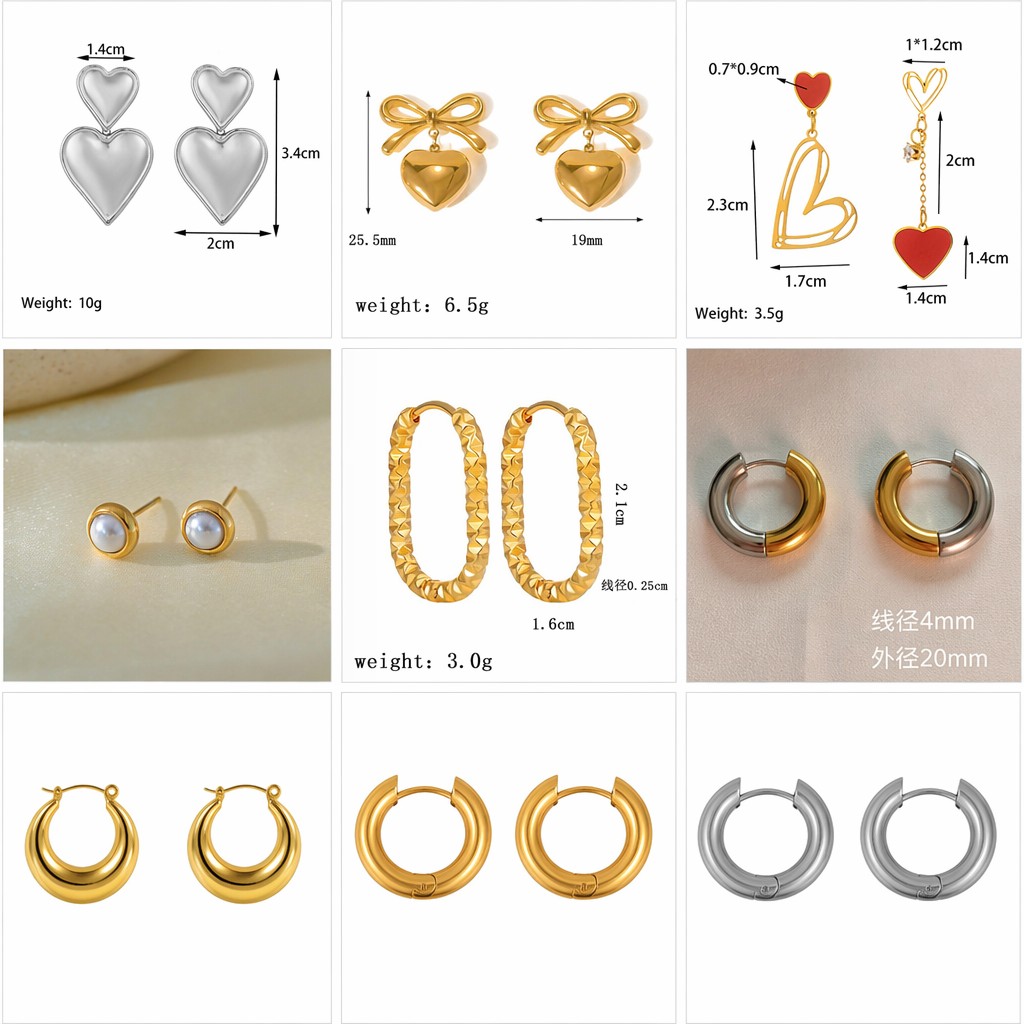 Juego de pendientes y aretes de lujo, accesorios versátiles, pendientes de titanio de corazón y perla, joyería geométrica.