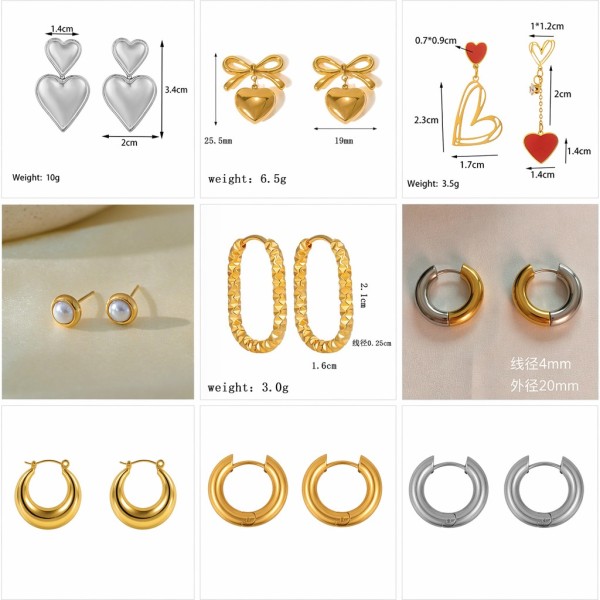 Juego de pendientes y aretes de lujo, accesorios versátiles, pendientes de titanio de corazón y perla, joyería geométrica.