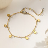 Tobillera de acero de titanio de oro de 18K para mujer, dise?o de nicho de lujo, no se decolora, joyería de pie de alta gama, novedad de 2026.