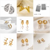 Juego de pendientes y aretes de lujo, accesorios versátiles, pendientes de titanio de corazón y perla, joyería geométrica.