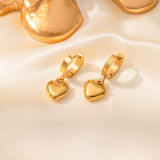 Juego de pendientes y aretes de lujo, accesorios versátiles, pendientes de titanio de corazón y perla, joyería geométrica.