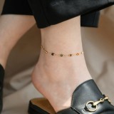 Tobillera de acero de titanio de oro de 18K para mujer, dise?o de nicho de lujo, no se decolora, joyería de pie de alta gama, novedad de 2026.