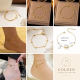 Tobillera de acero de titanio de oro de 18K para mujer, dise?o de nicho de lujo, no se decolora, joyería de pie de alta gama, novedad de 2026.