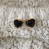 Juego de pendientes y aretes de lujo, accesorios versátiles, pendientes de titanio de corazón y perla, joyería geométrica.