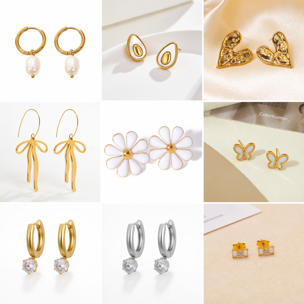 Juego de pendientes y aretes de lujo, accesorios versátiles, pendientes de titanio de corazón y perla, joyería geométrica.