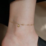 Tobillera de acero de titanio de oro de 18K para mujer, dise?o de nicho de lujo, no se decolora, joyería de pie de alta gama, novedad de 2026.