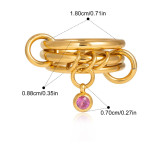 Anillos Apilables Multicapa de Acero Inoxidable con Perlas para Mujer