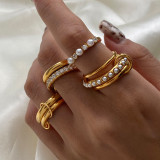 Anillos Apilables Multicapa de Acero Inoxidable con Perlas para Mujer