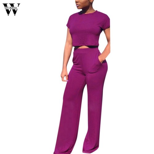 Womail sets clothes 2 piece Set Round Neck Short Sleeve tracksuit women crop top and pants Womens outfits Jumpsuit Casual