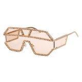 2020 sunglasses women brand designer luxury rhinestone geometric patterns metal  oversized sun glasses men gradient lens cool