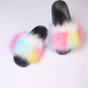 2020 New Women Fur Eva Slides with bag Summer Shoes Home Woman Luxury Furry Slippers Indoor Female Sandals Cute Raccoon 36-45
