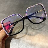 Sunglasses women Brand designer oversize square sun glasses men luxury Diamond sunglasses clear lens oculos feminino glasses