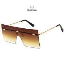 Unisex Fashion 2020 Oversized Square Rimless Sunglasses Women Brand Designer Flat top Big  Sun Glasses Travel Gradient UV400