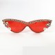 Colorful One Piece Rimless Transparent Cat Eye Sunglasses Rhinestone for Women Tinted Candy Colored Glasses