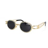Oval Sunglasses Hip Hop Retro Round Sun Shades Women Vintage Steampunk Sun glasses Men Clear lens Rhinestone Oculos UV400