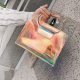 Women Laser Mini Chain Shoulder Bag Cat Handbag Lnclined Shoulder Flap Bag  Laser Transparent Crossbody Bags Shoulder  bags