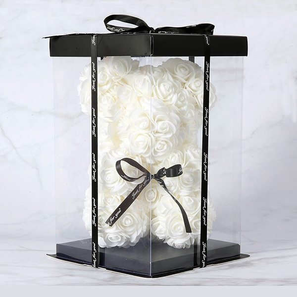 rose bear with gift box