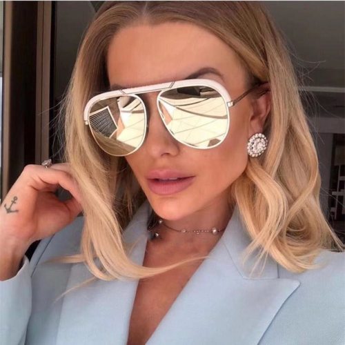 Newest Designer Oversized Sunglasses Luxury Brand Shades For Women Trendy Summer Glasses Vintage Retro Sun Glasses Mirror