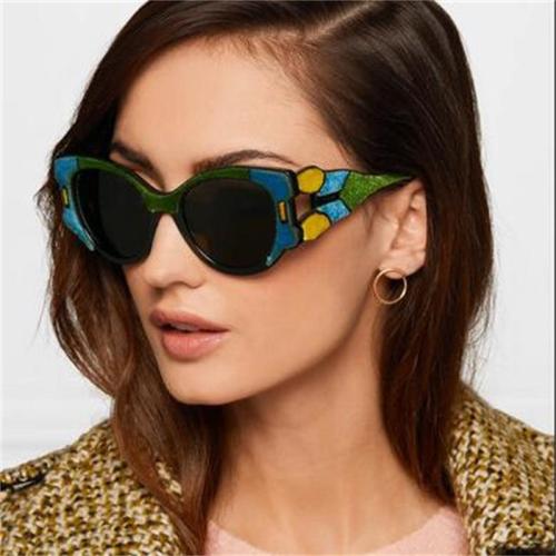 Colorful Covered Vintage Sunglasses Women Oversized Cat Eye Sunglasses Classic big brand designer Retro Red Shades eyewear