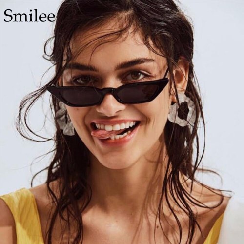 Purple Sunglasses Women Fashion 2020 Luxury Designer Brand Thin Cat Eye Sunglasses Female Purple Red Small Narrow Glasses Shades