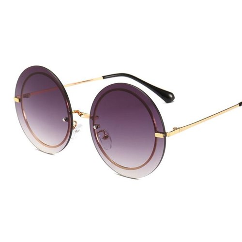 2020 New Large Frame Metal Round Sunglasses Women Luxury Brand Design Gradient Lens Retro Sunglasses Rimless Eyewear UV400