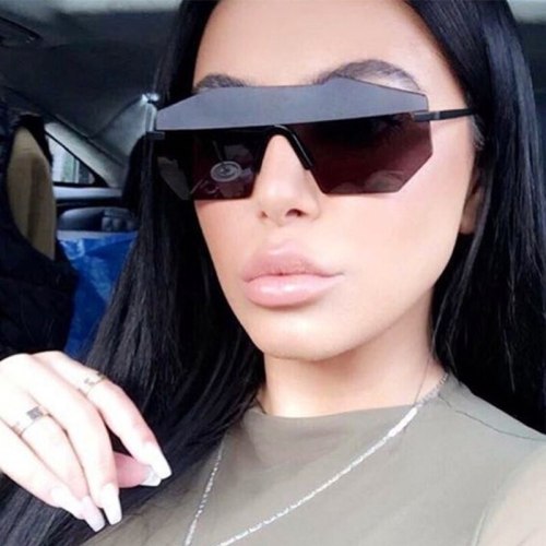 vintage female sunglasses Oversized mirror Men masculine glasses luxury brand Retro Square Rimless sunglasses women oculos
