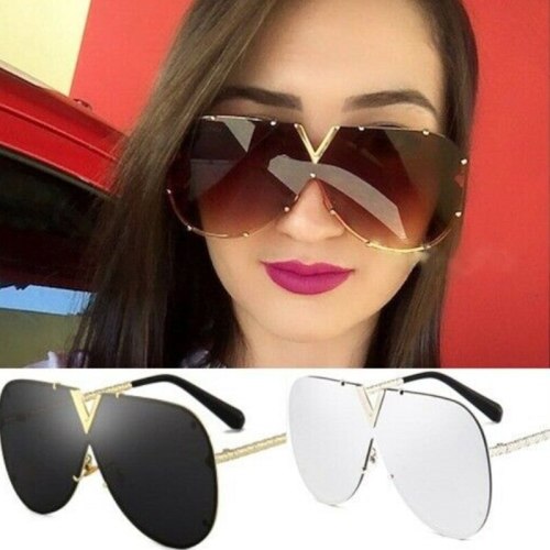 2020 fashion oversized sunglasses women Retro vintage pilot rimless mirror sunglasses luxury metal frame lady glasses