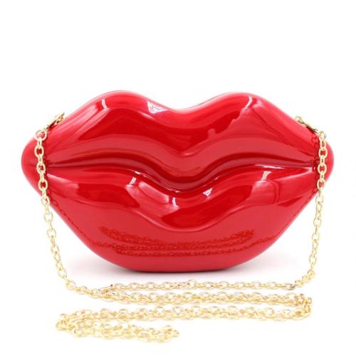 2020 Women Red Lips Clutch Bag High Quality Ladies Acrylic Chain Shoulder Bag Bolsa Evening Bag Lips Shape Purse