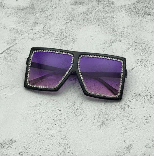 Diamond Flat Top Women Sunglasses Man One Piece Men Designer Gradient Square Sun Glasses women Big Frame Vintage Eyewear UV400