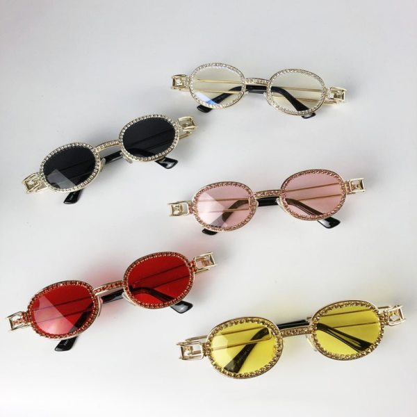 Round Womens sunglasses brand designer Diamond Sunglasses Women 2019 Steampunk Colorful Rhinestone Shades UV400 Oculos